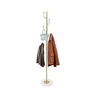 yissale porte-manteaux à 6 crochets solides - support de sol en marbre - porte-manteau doré - 170 cm