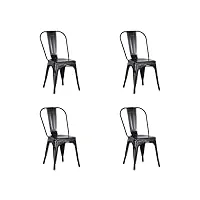 hjhomeheart lot de 4 chaises de salle à manger empilables en métal de style vintage, design industriel, restaurant, mariage, café, jardin (noir)