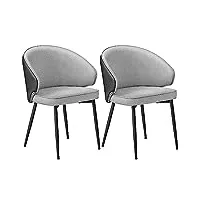 vasagle chaise de salle à manger, lot de 2, chaise de cuisine, siège rembourré, en tissu coton-lin, fauteuil de salon, pieds en métal, moderne, pour salle à manger, cuisine, gris clair ldc102g02