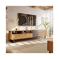 kecduey armoire tv 180 cm - finition brillante - avec grain de bois - bancs tv et bas