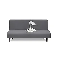 granbest housse futon imperméable sans bras, haute élasticité, protection futon pour canapé-lit pliant, antidérapante, sans accoudoir, gris clair