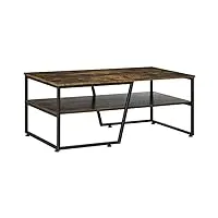 homcom table basse rectangulaire au style industriel 1 plateau et 1 étagère de rangement métal - 106 x 55 x 45 cm