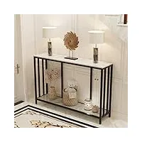 fativo console meuble en marbre: 120cm table console scandinave blanche double plateaux meuble d’entrée bout de canapé doré pour couloir salon - 120x30x78cm