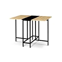 idmarket - table console pliable edi 2-4 personnes façon hêtre et noir design industriel 103 x 76 cm
