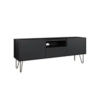 mirjan24 madaris mrtv144 meuble tv bas avec 2 portes et tiroir, pieds en métal avec revêtement en poudre doré - meuble tv - meuble tv - meuble tv - banc tv - noir graphite/marbre noir royal