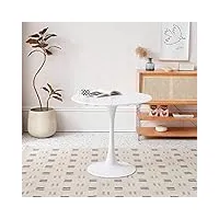 grandca home table de salle à manger ronde moderne blanche de 80 cm avec piédestal design tulipe, table de loisirs mid-century pour cuisine, salle à manger et salon