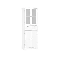 hocsok meuble de salle de bain, meuble de rangement avec tiroirs et armoire avec la porte, armoire haute en bois pour salon, cuisine, blanc