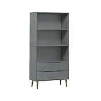 vidaxl bibliothèque Étagère à livres meuble de rangement organisateur salle de séjour maison intérieur gris 85x35x170,5 cm bois massif de pin