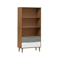 vidaxl bibliothèque Étagère à livres meuble de rangement organisateur salle de séjour maison intérieur marron 85x35x170,5 cm bois massif de pin