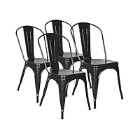 lot de 4 chaises de salle à manger empilables en métal style industriel vintage, convient pour une utilisation intérieure et extérieure, chaise de jardin,85 * 45 * 45cm