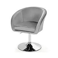 goplus chaise de coiffeuse moderne en velours tabouret de bar réglable en hauteur 13cm pour maquillage pivotant à 360°avec dossier rond et base en métal pour salon, chambre et bureau (gris)