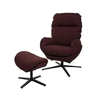 mendler fauteuil relax + pouf hwc-l12, fauteuil tv fauteuil à bascule fonction bascule, pivotant, métal tissu/textile - bordeaux