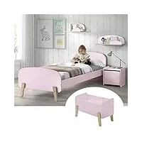altobuy bodhi pink - lit 90x200cm + chevet + coffre + etagères