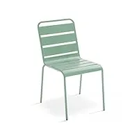 oviala palavas - chaise de jardin en métal vert sauge