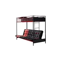 vente-unique - lit mezzanine 90 x 190 cm - avec banquette convertible - métal - noir et rouge + futon - modulo v