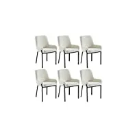 vente-unique pascal morabito - lot de 6 chaises avec accoudoirs en tissu bouclette et métal - blanc - carolona de pascal morabito