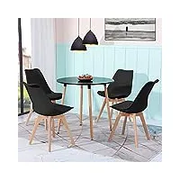 furnitable table a manger | table de cuisine ronde |ensemble moderne de chaises de table à manger | table ronde scandinave table noire avec 4 chaises noire