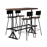 zhoumin ensemble de 5 tables de bar avec tabourets de bar, table haute avec chaises, table à manger avec chaises, comptoir de cuisine avec tabouret, bois massif