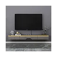 pmnianhua meuble tv suspendu - meuble tv bas moderne - Étagère murale multimédia - grand rangement avec 1 porte et 2 tiroirs - pour salon, chambre à coucher et bureau (170 cm, gris foncé)