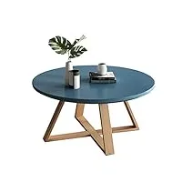 flbt tables basses rondes en bois pour salon, tables de canapé pieds en bois de hêtre, style nordique moderne, 50 cm, bleu needed