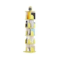 Étagère bibliothèque rotative à 360 °, étagère, étagère de rangement pour cd, dvd, magazines, livres d'images, étagères de rangement sur pied (5 niveaux jaune 53 x 164 cm)