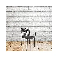 bica fauteuil matrice avec accoudoirs jardin terrasse restaurant bar (graphite)