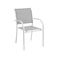 hespéride - fauteuil de jardin empilable piazza galet & blanc