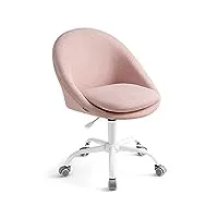 songmics chaise de bureau, fauteuil pivotant en tissu coton-lin, siège confort, rembourrage en mousse, réglable en hauteur, pour bureau, chambre, rose bonbon obg020p01