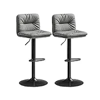 vasagle tabouret de bar, lot de 2, chaise de bar réglables en hauteur, surface en pu, pivotant à 360°, chaise de cuisine avec dossier et repose-pieds, gris ljb094g01