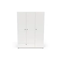 grande armoire dressing avec penderie 3 portes 5 etagères 1 tiroir – coloris blanc mat & chêne clair - 90,3 x 51,7 x 188,2 cm