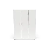 armoire dressing avec penderie intemporelle 3 portes 5 etagères – coloris blanc mat - 134,6 x 51,7 x 185,7 cm