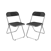 lot de 2 pliable et matelassée chaises fauteuils de bureau pliants en abs assortis,chaises pliantes rembourrées - pour le bureau 46 * 46 * 75cm (noir pur)-2pc