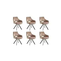 vente-unique - lot de 6 chaises avec accoudoirs - velours et métal - beige - keline