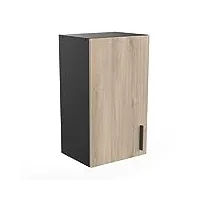 demeyere meuble haut cuisine-1 porte-origan-fabriqué en france-garantie 2 ans, bois d'ingénierie, kronberg/noir mat, l 40 x p 30 x h 70 cm