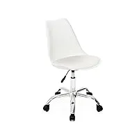idmarket - chaise de bureau scandinave sara blanche à roulettes