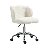 homcom chaise de bureau design - hauteur réglable, pivotante - piètement acier chromé revêtement effet laine bouclée