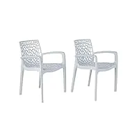 vente-unique - lot de 2 fauteuils de jardin empilables - polypropylène - blanc dolomite - diademe de mylia