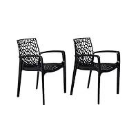 vente-unique - lot de 2 fauteuils de jardin empilables - polypropylène - gris anthracite - diademe de mylia
