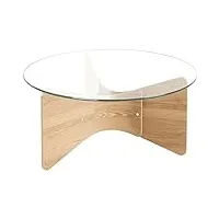 umbra madera table basse ronde en bois et verre, eucalyptus, naturel, 89x89x17 cm