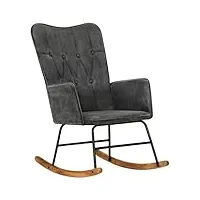 vidaxl fauteuil à bascule noire vintage toile