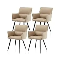 tukailai lot de 4 chaises de salle à manger en cuir synthétique avec accoudoirs et dossier, chaise rembourrée, chaise de salon, cuisine, assise rembourrée, pieds en métal, salle à manger, cuisine