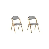 sobuy fst92-nx2 lot de 2 chaises pliantes en bois avec siège et dossier rembourré fauteuil chaise pour cuisine bureau salle à manger, etc. 47 x 57 x 79 cm