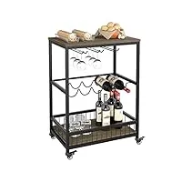 chariot de service chariot de cuisine, étagère de rangement pour casier à vin, armoire à vin à roulettes verrouillables (a 60 x 40 x 82 cm)