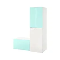 ikea smÅstad armoire avec meuble coulissant 150 x 57 x 196 cm, blanc turquoise pâle/avec banc de rangement