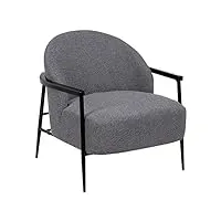 fauteuil gris design avec bras en tissu et métal 74x72x81 cm