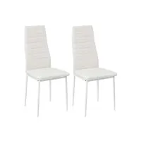 buybyroom salle à manger ensemble de 2 chaises de cuisine en métal, chaise de table de salle à manger siège rembourré confortable, blanc