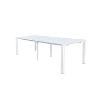 decor space table extensible tulum en aluminium slatwall 51-260 x 85 cm console pour jardin et véranda (blanc, table 51-260 cm)