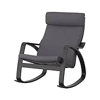 ikea fauteuil à bascule poÄng, noir-marron/gris foncé skiftebo