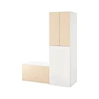 ikea smÅstad armoire avec meuble coulissant 150 x 57 x 196 cm bouleau blanc/avec banc de rangement