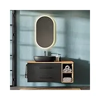 planetmöbel meuble de salle de bain lux 120 cm or chêne/anthracite sans lavabo
